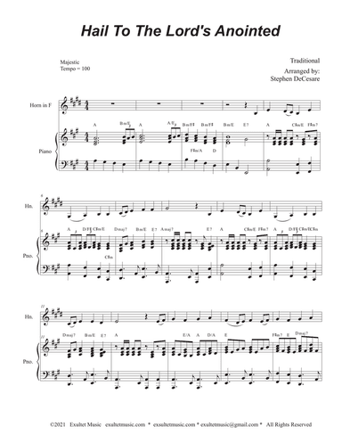 Hail To The Lord's Anointed (French Horn solo) - Piano accompaniment)