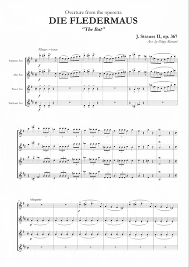 Overture from "The Bat" for Saxophone Quartet