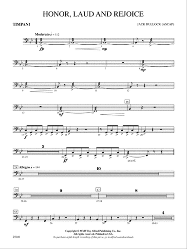 Honor, Laud and Rejoice: Timpani