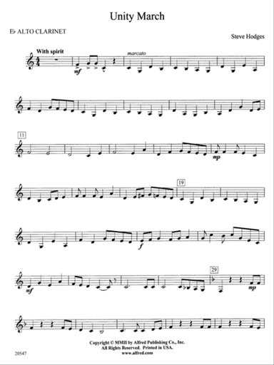 Unity March: E-flat Alto Clarinet