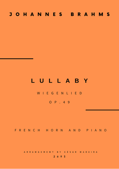 Brahms' Lullaby - French Horn and Piano (Full Score and Parts)