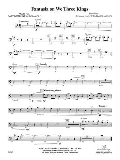 Fantasia on We Three Kings: (wp) 2nd B-flat Trombone B.C.