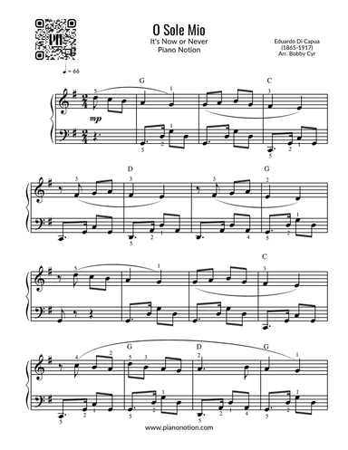 O Sole Mio - It's Now or Never (Piano Solo)
