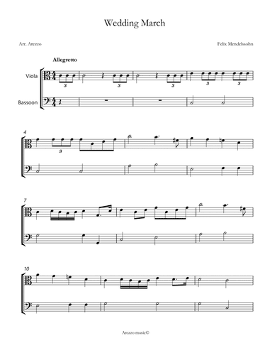 wedding march mendelssohn Viola and Bassoon sheet music