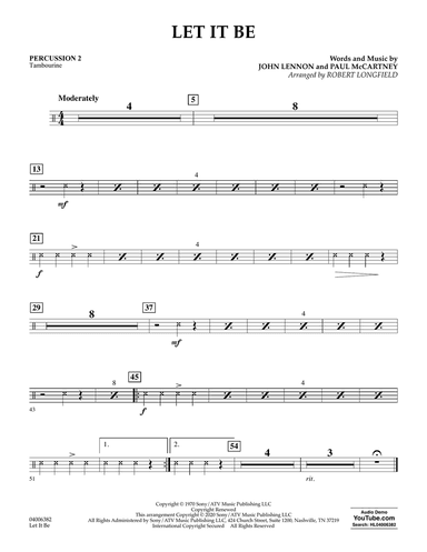 Let It Be (arr. Robert Longfield) - Percussion 2
