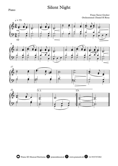 Silent Night - Christmas Carol - easy piano