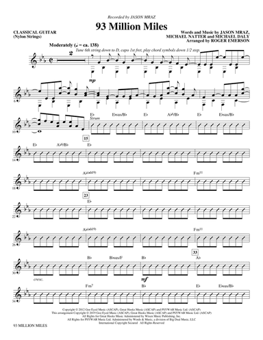 93 Million Miles (arr. Roger Emerson) - Acoustic Guitar (Nylon String)