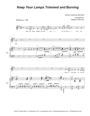 Keep Your Lamps Trimmed And Burning (Vocal solo - (High Key)