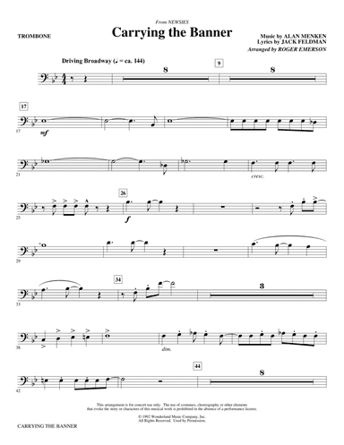 Carrying The Banner (from Newsies) (arr. Roger Emerson) - Trombone