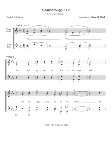 Scarborough Fair (SSAA) (CHORAL PRICING)