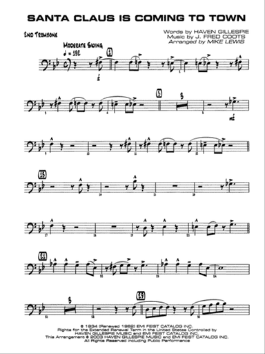 Santa Claus Is Coming to Town: 2nd Trombone