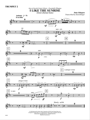 I Like the Sunrise (from the Liberian Suite): 2nd B-flat Trumpet