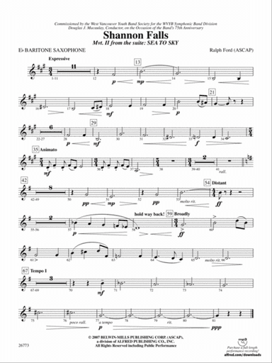 Shannon Falls (Movement 2 from Sea to Sky): E-flat Baritone Saxophone