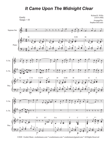 It Came Upon The Midnight Clear (Duet for Soprano and Alto Saxophone)