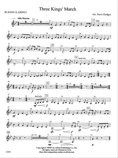 Three Kings' March: B-flat Bass Clarinet