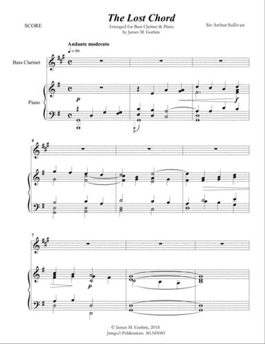 Sullivan: The Lost Chord for Bass Clarinet & Piano
