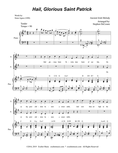 Hail, Glorious Saint Patrick (Duet for Soprano and Alto Solo)
