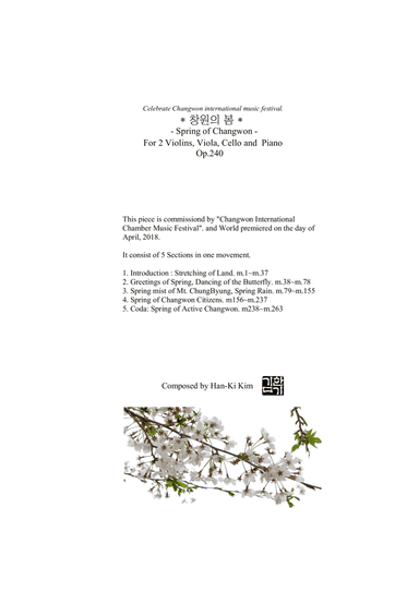 Spring of Changwon (For Piano Quintet)