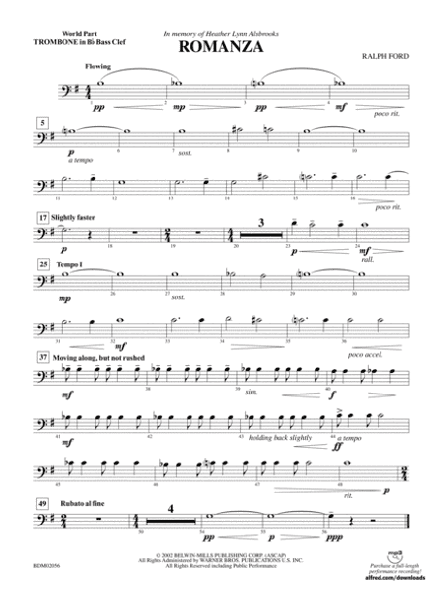 Romanza: (wp) 1st B-flat Trombone B.C.