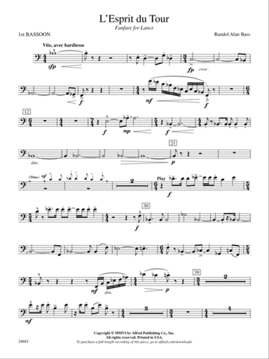 L'Esprit du Tour: A Fanfare for Lance: Bassoon