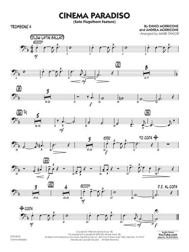 Cinema Paradiso (arr. Mark Taylor) - Trombone 4