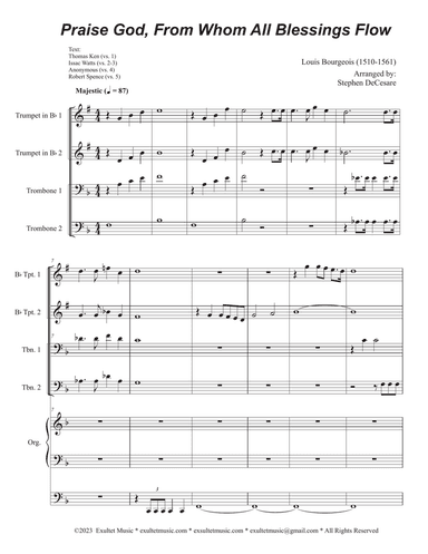 Praise God, From Whom All Blessings Flow (Unison Choir - High Key) (Full Score - Alt.) - Score Only