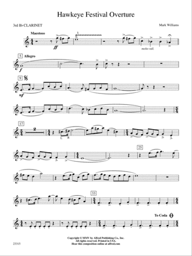 Hawkeye Festival Overture: 3rd B-flat Clarinet