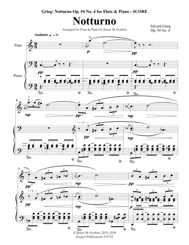 Grieg: Notturno Op. 54 No. 4 for Flute & Piano