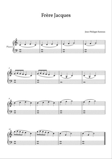 Frère Jacques (Easy/Beginner Piano)