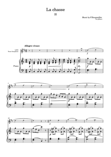 Burgmüller "La chasse" Tenor Sax & piano