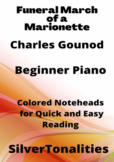 Funeral March of a Marionette Beginner Piano Sheet Music with Colored Notation