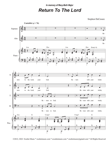 Return To The Lord (Vocal Quartet - (SATB)