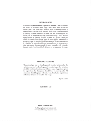 Variations and Fugue on a Christmas Carol (Downloadable)