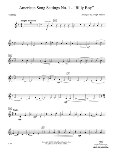 American Song Settings, No. 1: 1st F Horn