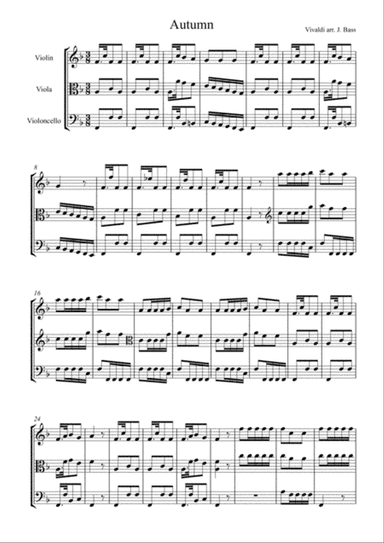 Autumn (Excerpt) by Vivaldi, arranged for String Trio (Violin, Viola and 'Cello)