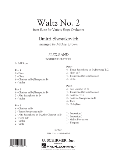 Waltz No. 2 (from Suite for Variety Stage Orchestra) (arr. Brown) - Conductor Score (Full Score)