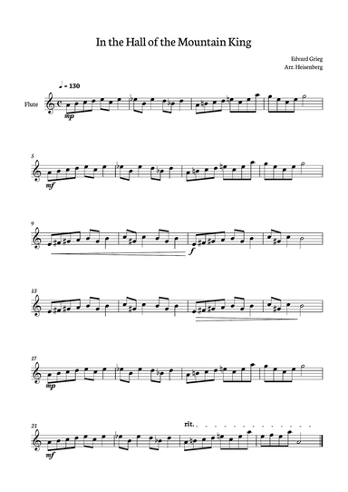 In The Hall of The Mountain King for Flute