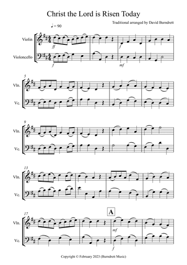 Christ the Lord is Risen Today for Violin and Cello Duet
