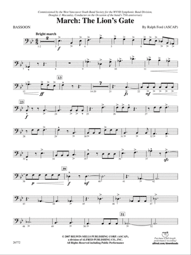 March: The Lion's Gate (Movement 1 from Sea to Sky): Bassoon
