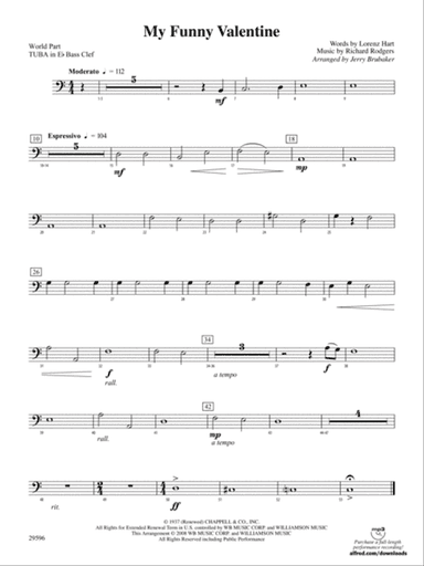 My Funny Valentine: (wp) E-flat Tuba B.C.