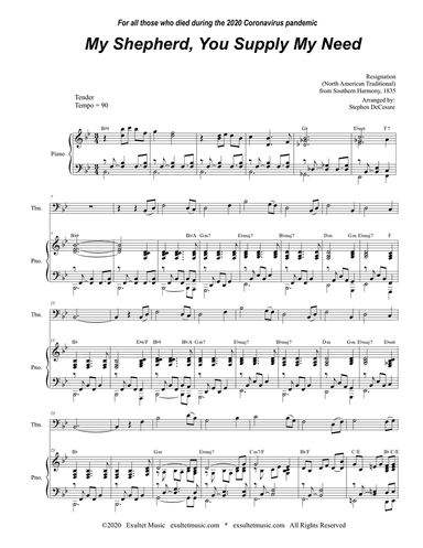 My Shepherd, You Supply My Need (for Trombone solo and Piano)