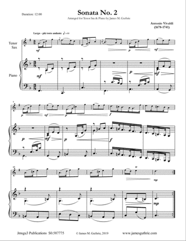 Vivaldi: Sonata No. 2 for Tenor Sax & Piano