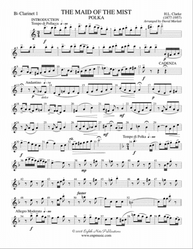 The Maid of the Mist (Solo Cornet and Concert Band): 1st B-flat Clarinet