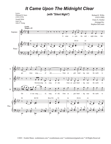 It Came Upon The Midnight Clear (with "Silent Night") (Vocal Trio - (SAB)