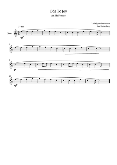 Beethoven - Ode to Joy for oboé in C - clean version