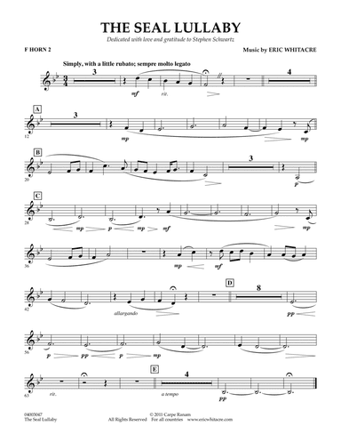 The Seal Lullaby - F Horn 2