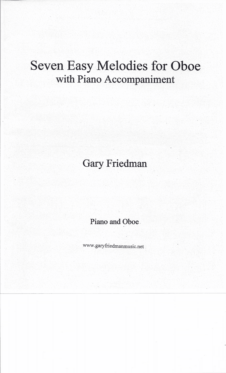 Seven Easy Melodies for Oboe with Piano Accompaniment