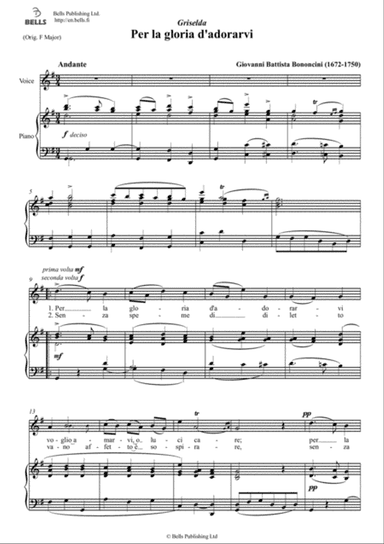 Per la gloria d'adorarvi (G Major)