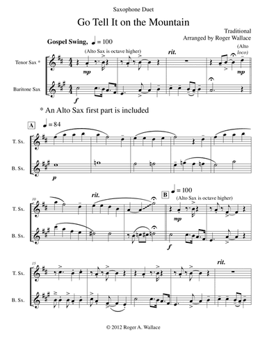 Go Tell It on the Mountain (Saxophone Duet)