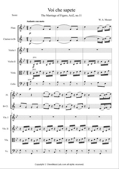 Voi che sapete (The Marriage of Figaro, Act 2 no.11)